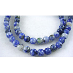 Perles de pierres gemmes, jaspe tache bleue naturelle, ronde, bleuet, 4mm, Trou: 0.8mm, Environ 87 pcs/chapelet, 15 pouce